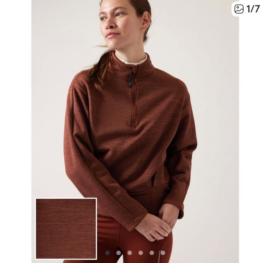 Athleta Altitude Polartec Half Zip Sweatshirt Brown Size Large
